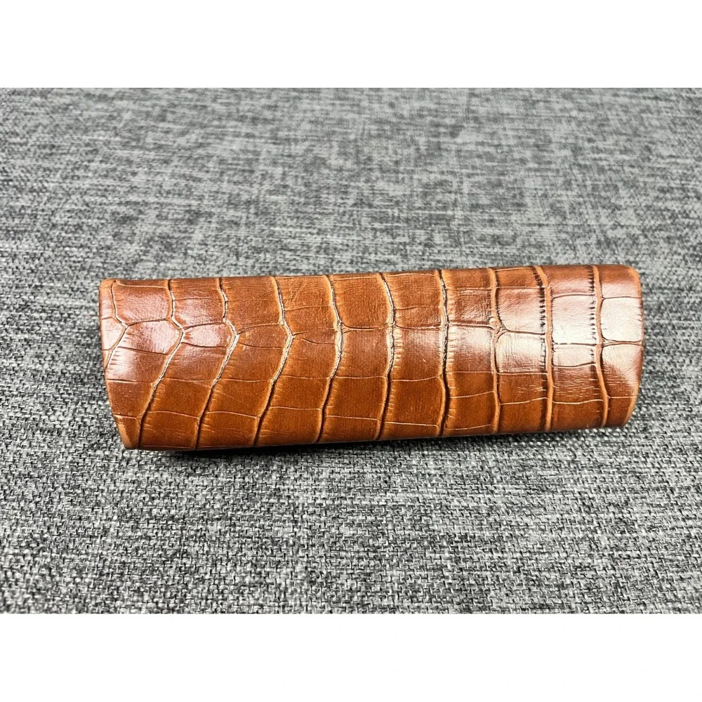 Tommy Bahama Brown Crocodile Embossed Sunglasses Case Snap Closure Tree Logo